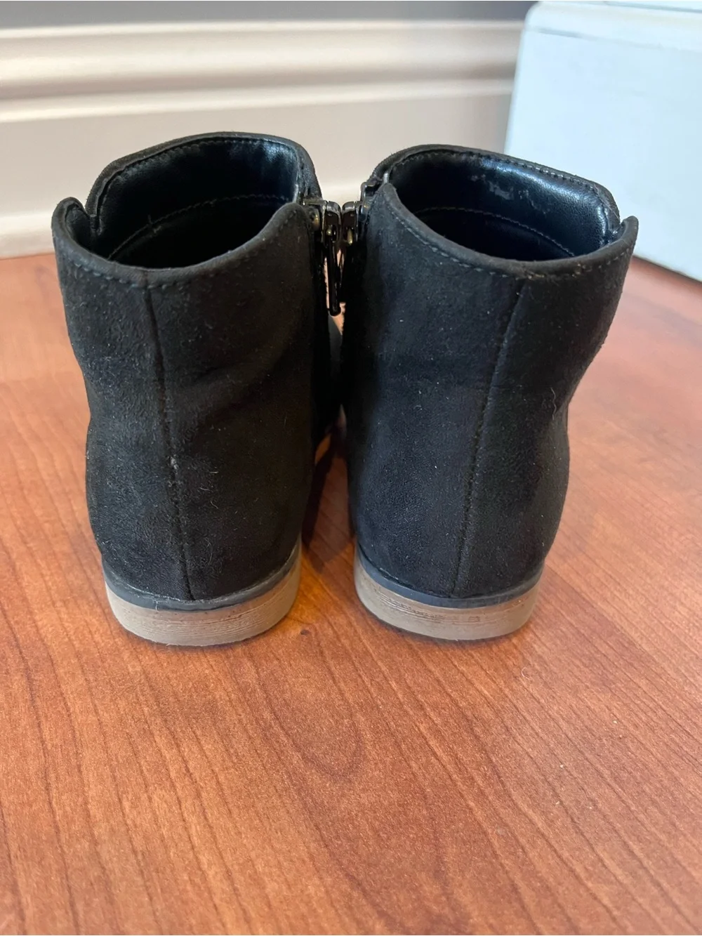 Girls Black Ankle Booties with Side Zipper